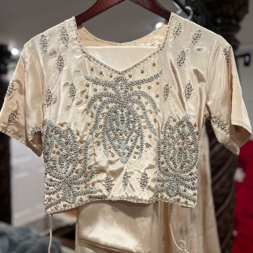 Elegant Cream Embellished Three-piece Set